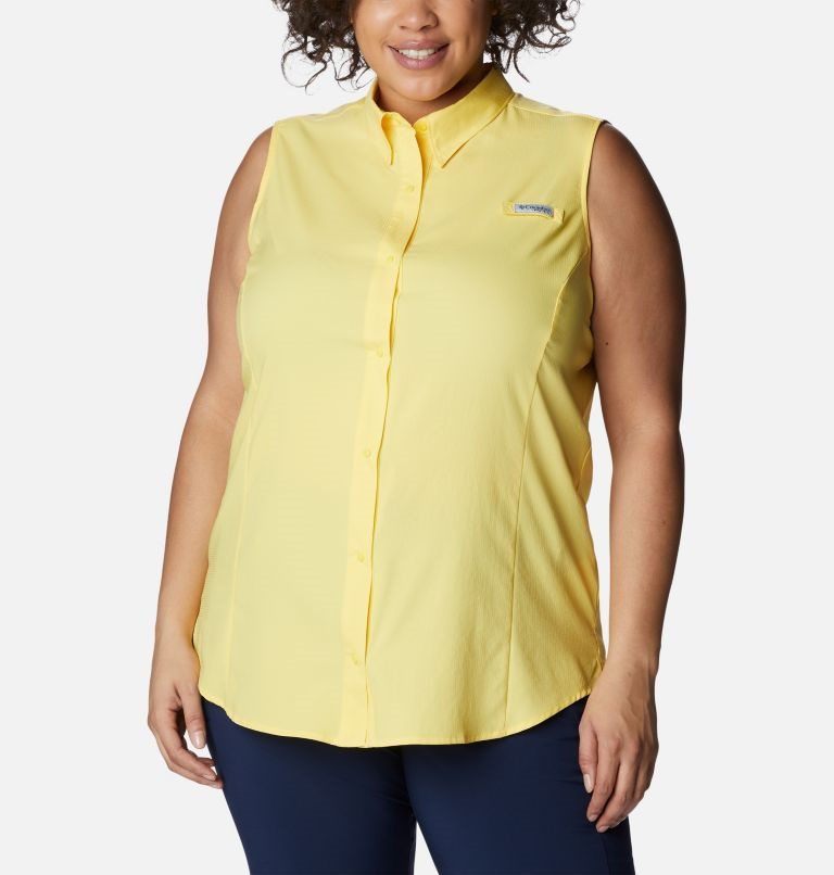 Camasa Columbia PFG Tamiami Fara Maneci Dama Galbeni | Plus Size ZCAZ91M08